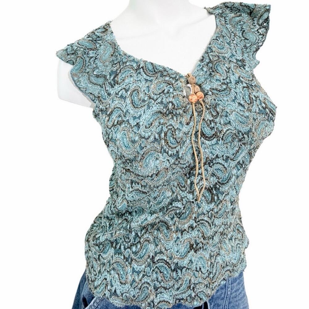 y2k dressbarn lace top women small cap sleeve whimsygoth coquette fairycore